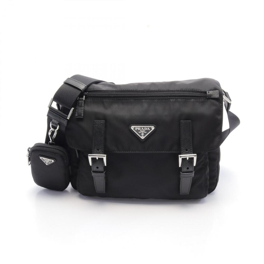 Prada VELA Shoulder Bag Leather Black New